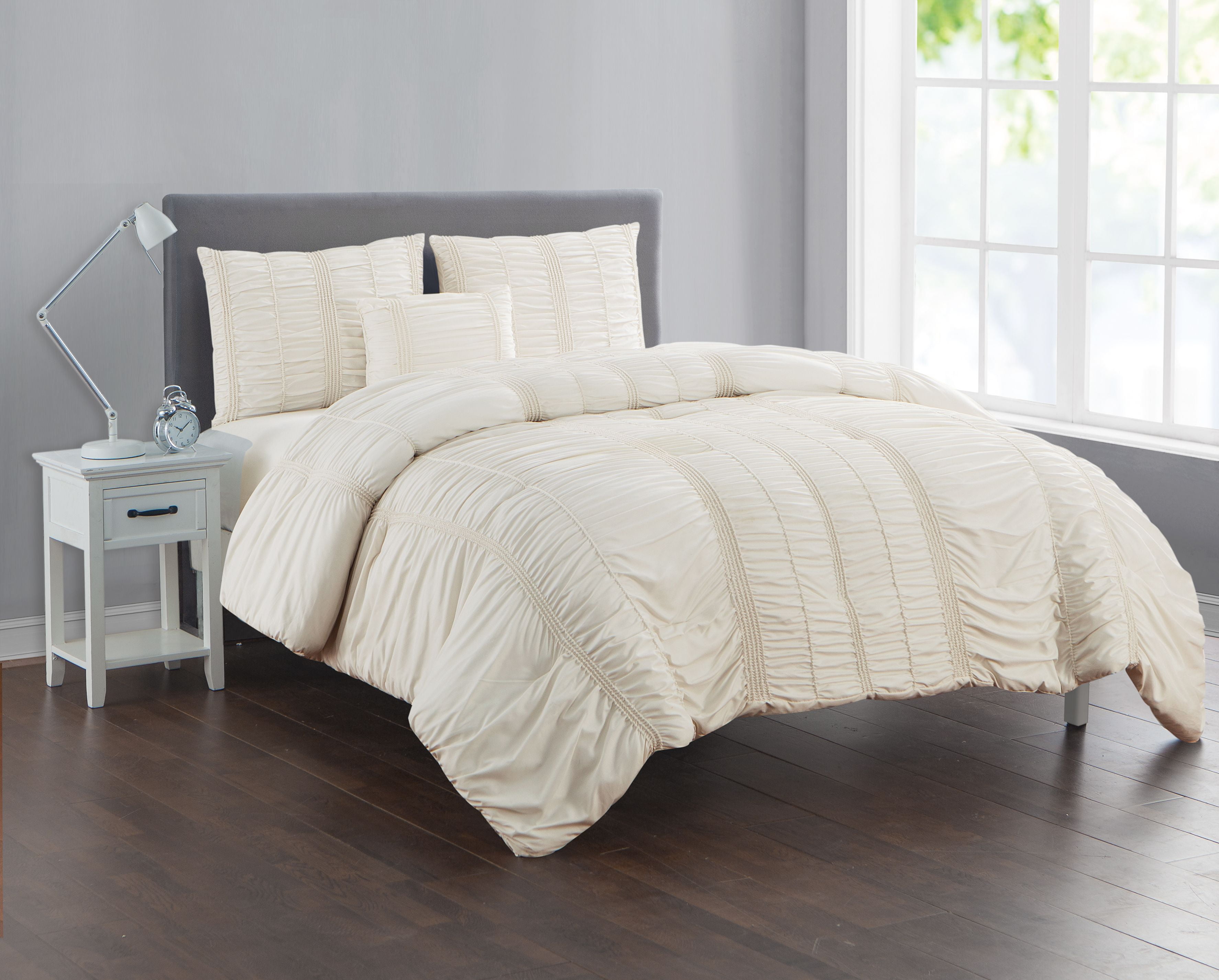 VCNY Home Holly Solid Pintuck Technique 4 Piece Bedding ...