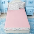 thumbnail image 4 of Erosebridal Watercolor Bow Zipper Twin Comforter Sets with Fitted Sheet and 2 Pillowcases for Girls, Blue Floral Print Zipper Bedding Set, Pink Reversible, 4 Pieces, 4 of 7