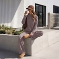 thumbnail image 4 of SUNBS Women's Long Sleeve Lounge Sets Mock Neck Two Piece Sets for Women Wide Leg Pants Outfits Tracksuit Sweatsuits Set, 4 of 9
