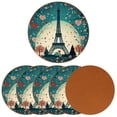 thumbnail image 2 of Valentine's Day 6Pcs Round Microfiber Leather Table Coasters, 11x11 cm/4.3x4.3 in, Heat- Drink Mats for Home and Kitchen, 2 of 6