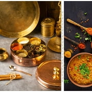 7.5 Inch Dia Handcrafted Indian Spice Box (Copper)