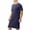 Navy, variant on Men Crew Neck Short Sleeve Nightshirt, Loose Side Split Mid Length Pocket Sleep Tunic Loungewear