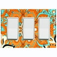 thumbnail image 1 of Metal Light Switch Plate Cover Orange Teal Flower Mandala Tile Pattern MDL015, 1 of 13