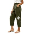 thumbnail image 6 of Pants for Women with Pockets 100% Cotton Fashion Elastic Waist Cropped Pants, 6 of 8
