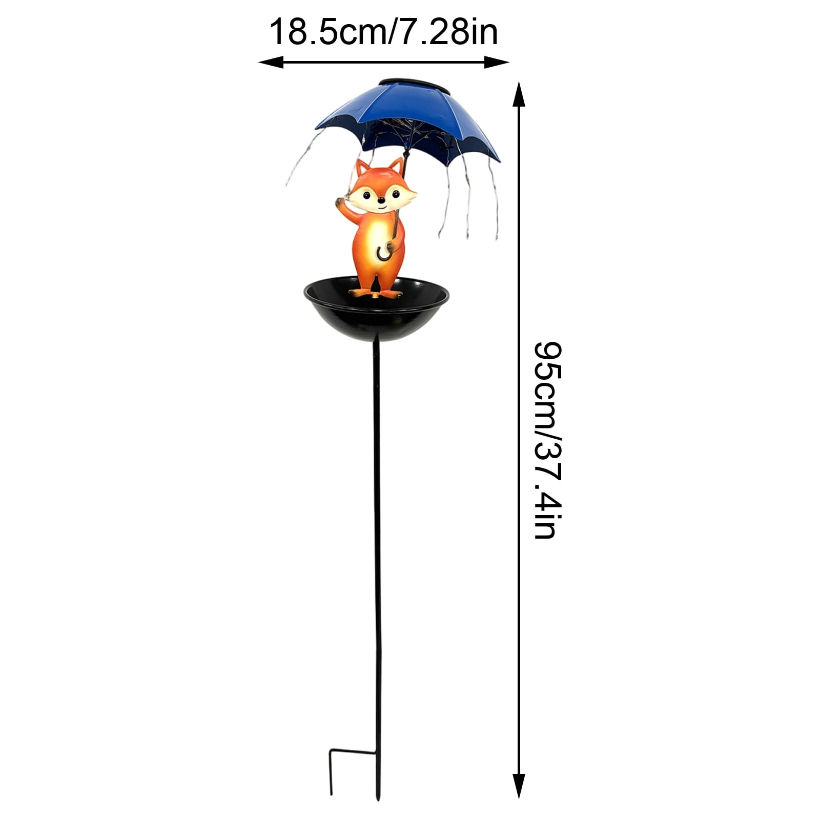 Solar Bird Feeder for Outside, Cute Fox Garden Statue with Umbrella, Outdoor LED Decor Lights, Yard Art Ornament for Patio Lawn Path, Unique Easter Decorations A