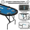 thumbnail image 4 of 8 Player Oval Poker Game Table, 71" Poker Tables with Collapsible Legs, Padded Rails & Cup Holders, Portable Poker Table for Texas Holdem Poker and Blackjack, Blue, 4 of 8