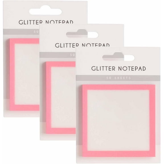 Glitter Sticky Notes - 2026 New Sparkle Clear Pastel Notepad, Small See Through Post Its for To-Do Lists & Office Supplies