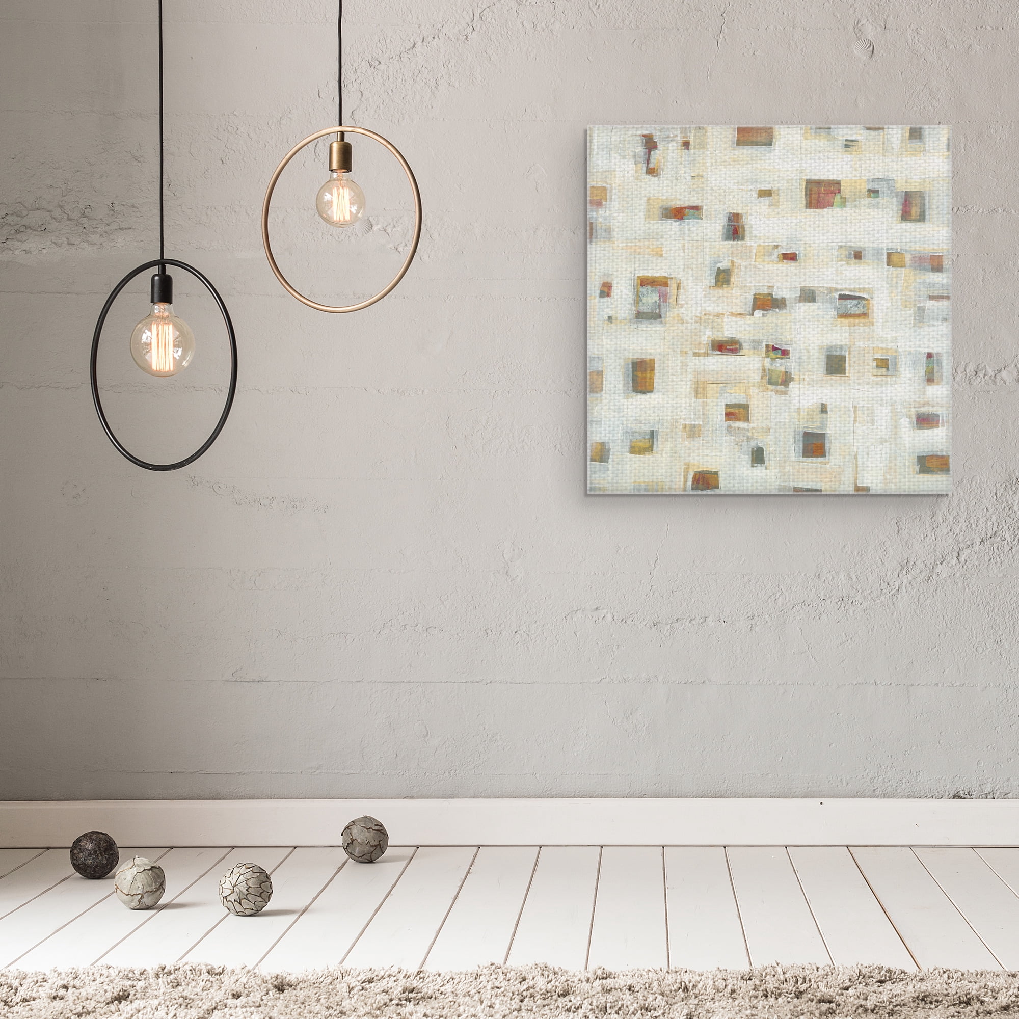 Masterpiece Art Gallery Library Abstract Squares by Maeve Harris Canvas Art Print 24" x 24"