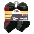 thumbnail image 3 of Fruit of the Loom Sport No-Show Socks for Boys, Black, Sizes 9-2.5 (10-Pack), 3 of 5