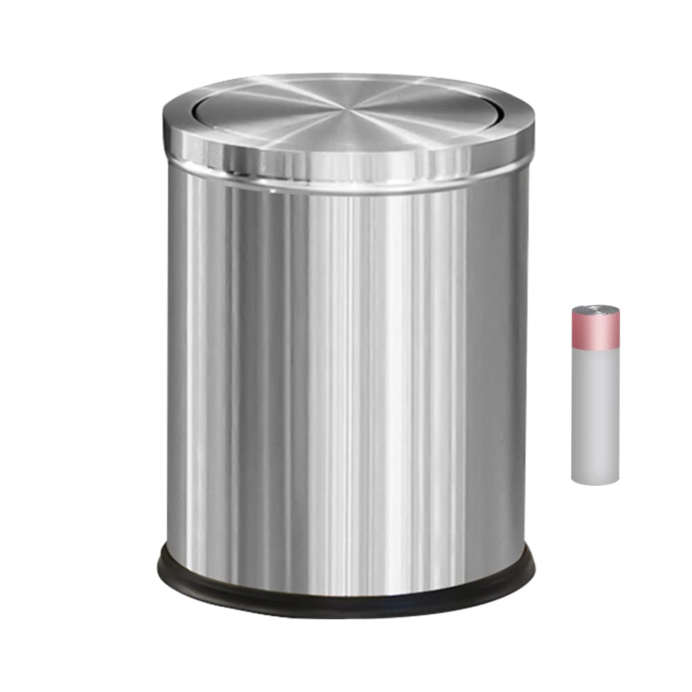 KUSONG Stainless Steel Trash can,Bathroom Garbage can with lid， Trash