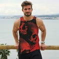 thumbnail image 6 of KLL Red And Black Abstract Skull Print Men's Muscle Gym Workout Stringer Tank Tops Bodybuilding Fitness T-Shirts Tank Tops Men-X-Large, 6 of 7