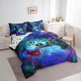 thumbnail image 3 of Manfei 3D Cyan Gamepad Bedding Comforter Set 7pcs, Mystic Glitter Galaxy Queen Bedding Sets, Teen Boy Girl Kid Reversible Queen Sheet Sets, Lightweight Room Decor, 3 of 7