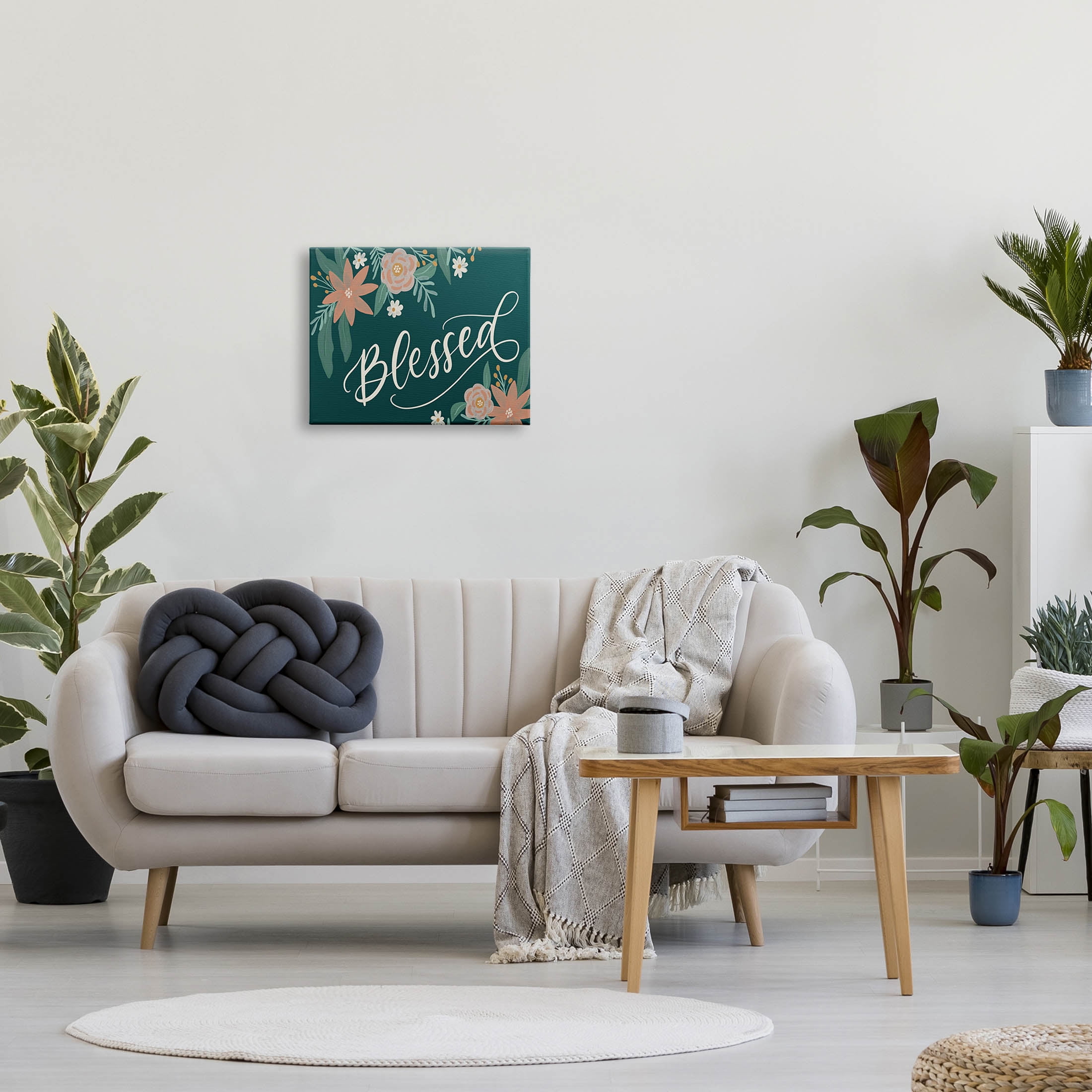 Blessed Floral Green Blossoms Botanical & Floral Graphic Art Gallery Wrapped Canvas Print Wall Art