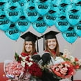 thumbnail image 3 of PMU Graduation Balloons 11 Inch PartyTex Premium Turquoise with All-Over Print Black Grad Caps-Confetti and Streamers Pkg/25, 3 of 7