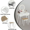 thumbnail image 5 of Furmax Vanity Table with Lighted Mirror, Vanity Desk with Stool, Dressing Table with 4 Drawers, Makeup Vanity Set, White Finish, for Bedroom, 5 of 6