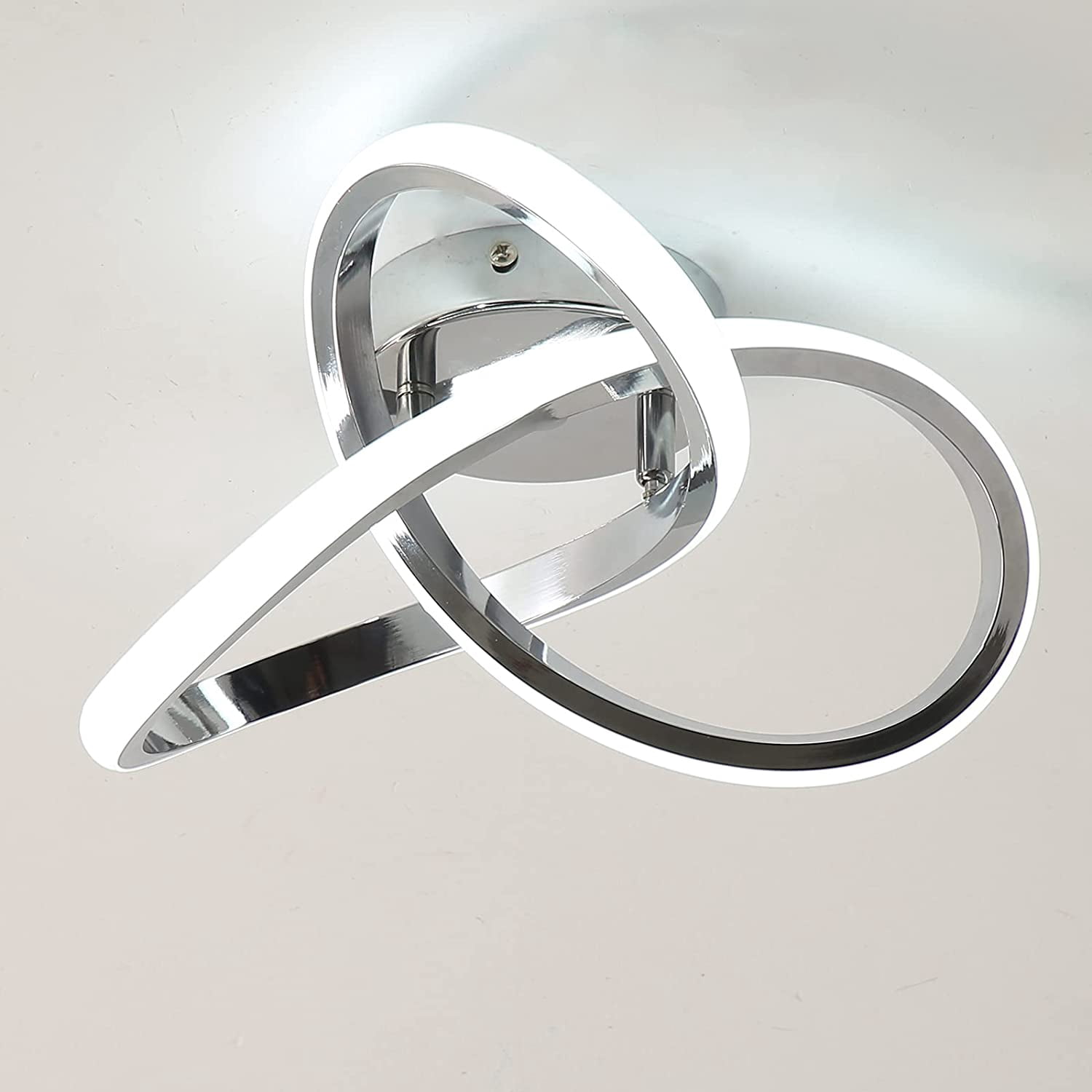 ADISUN Modern LED Ceiling Light Fixtures, Flush Mount Ceiling Lighting, Creative Lamp Cool White 6000K Bulbs Included, Chrome