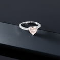 thumbnail image 4 of Gem Stone King 925 Sterling Silver Rose Quartz Engagement Ring for Women (1.90 Cttw, Heart Shape 8MM, Available in Size 5, 6, 7, 8, 9), 4 of 5