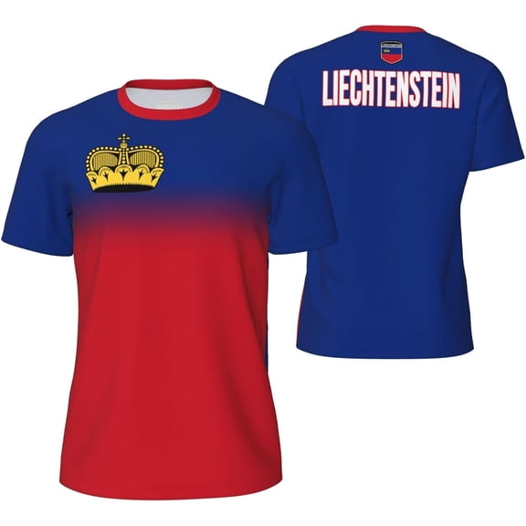 Liechtenstein Flag Gradation T-Shirt Sports Jerseys for Running Soccer Tennis Fitness