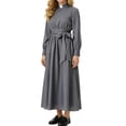 thumbnail image 2 of Women's Nun Costume Long Sleeve Clergy Dress Maxi Length with Waist Tie and Collar for Halloween Cosplay Theatrical Roleplay Outfit Religious Habit Dress Up, 2 of 6