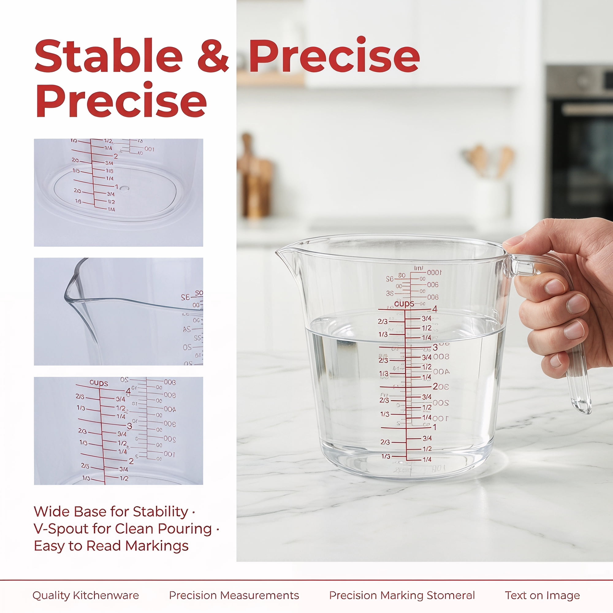 Unique Bargains PS Material Measuring Cup for Measuring and Pouring Clear 1000ml