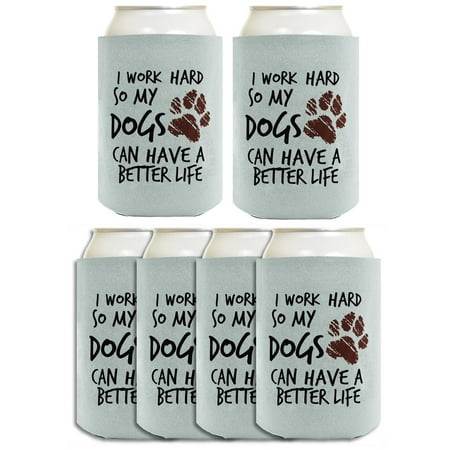 

ThisWear Dog Lover Gifts for Men I Work Hard So My Dogs Can Have A Better Life Muddy Paw Print 6-Pack Can Drink Coolies Dog