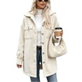 thumbnail image 2 of Corduroy Jacket for Women Oversized Long Sleeve Button Down Jacket Casual Work Travel Fall Winter Coat, 2XL, 2 of 8