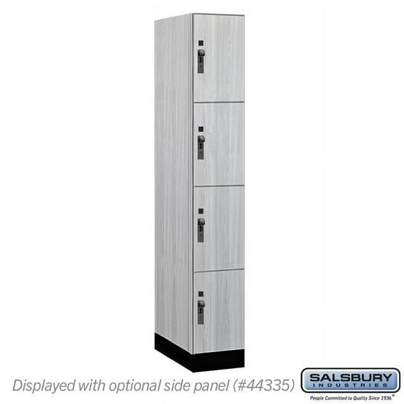 Salsbury Industries 44161ST 12 in. Wide Premier Wood Locker - Four Tier - 1 Wide - 6 ft. High - 21 in. Deep - Silver Teak - Hasp