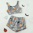 thumbnail image 2 of Adeawade Women Pajamas Halloween Ladies' Fashionable Casual Camisole Pumpkin Pajamas Sleeveless Crewneck Vest Tops Shorts 2 Pieces Pj Set Retro Sleepwear Home Clothing Grey L, 2 of 3