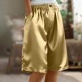 thumbnail image 2 of Rvasteizo Shorts for Women Solid Satin Straight Wide Side Pocket Loose Relaxed Half Shorts Casual Summer Pants, 2 of 5