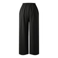 thumbnail image 4 of Women Wide Leg Pants Casual Solid color ElasticWaist Pants With Pockets Loose Pants Trousers, 4 of 5