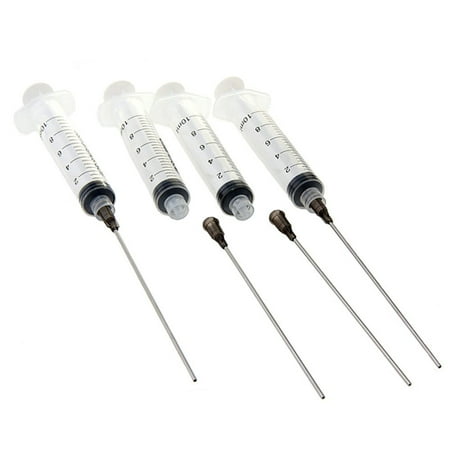 4 x 10ml Syringe with Long Needle to Refill Ink Cartridges CISS (Best Way To Sharpen A Syringe)