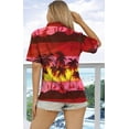 thumbnail image 2 of HAPPY BAY Women's Funky Vacation Beach Blouse Short Sleeve Tops Tropical Hawaiian Shirts for Women S Red, Monochromatic Palm, 2 of 5