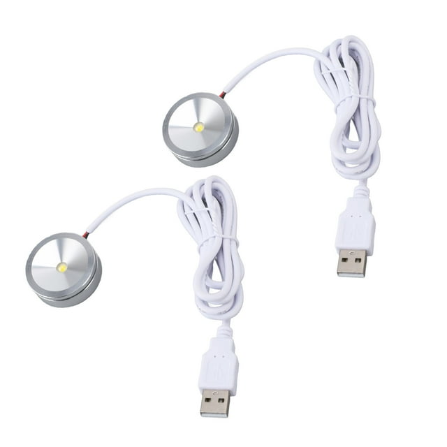 LED Display Spotlight Round USB Plug in Small Showcase Lamp with 4.2ft Cable for Jewelry Cupboard Shelf Aluminum Alloy