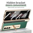 thumbnail image 2 of TECH CIRCLE Samsung Galaxy Z Fold 3 Case, PU Leather Phone Case Built in Hidden S Pen Holder Screen Protector Full Hinge Protection Kickstand Full Coverage Heavy Duty Shockproof Case, Green, 2 of 7