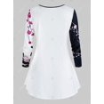thumbnail image 2 of Talla grande Contraste Impresión floral Camiseta de manga larga Rosegal  Mangas largas de talla grande, 2 of 5