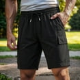 thumbnail image 2 of CONZONE Mens Cargo Shorts Elastic Waist Drawstring Summer Shorts for Men Solid Color Lightweight Loose Fit Outdoor Shorts With Pockets, 2 of 9