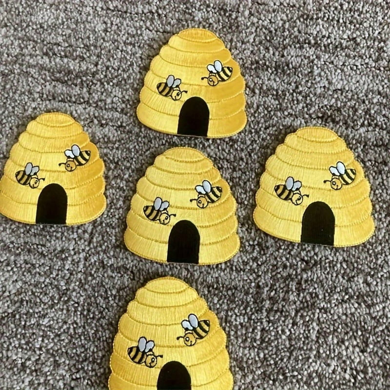 3pcs Bumblebee Honeycomb Embroidered Patch - Iron-On Applique for DIY Clothing and Accessories in Mixed Colors