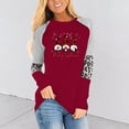 thumbnail image 1 of Pntutb Moda Mujer Cuello Redondo Manga Larga Estampado Casual Camiseta Blusa Pntutb Pntutb-8425, 1 of 5
