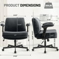 thumbnail image 4 of Criss Cross Chair with Flip-up Armrests, Wide Cross Legged Office Chair, Fabric Ergonomic Desk Chair with Wheels, Lumbar Support, Swivel Vanity Chair for Home Office, Bedroom, Study, 4 of 8