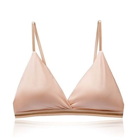 BYHONG Women s Seamless Ice Silk Strapless Bra with Backless Design Wirefree Bra for Women Beige L