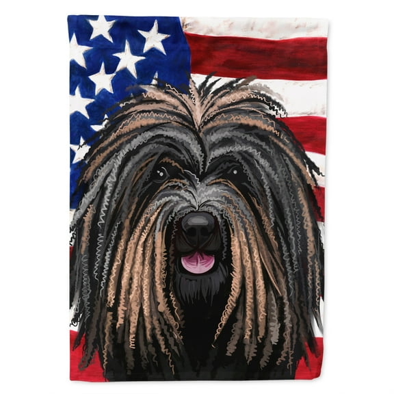 Puli Dog American Flag Flag Canvas House Size