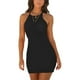 thumbnail image 1 of Vestido sin mangas de color puro de verano para mujer, elegante vestido de tirantes a la moda para trabajo de oficina, citas, negro M, 1 of 12