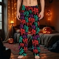 thumbnail image 2 of Yuncity Men's Halloween Pajama Pants Hallowmas Print Casual Joggers Elastic Waist Soft Comfortable Drawstring Trousers for Everyday Wear Pjs Pants Orange L, 2 of 4