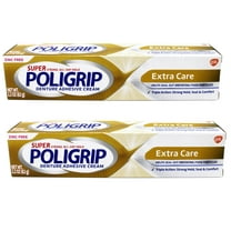 Super Poligrip Denture Adhesive Cream, Extra Care Twin Pack, 2.2 Oz