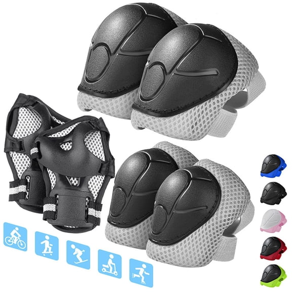 Xihbxyly Equipo de Protección, Conjunto de Seguridad Azul de 6 Piezas, Espuma Amortiguadora, Correas Ajustables, Rodilleras, Coderas y Muñequeras, Ideal para Patinaje Sobre Ruedas, Skateboarding y Ci