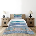 thumbnail image 4 of Ambesonne Mosaic Quilted Bedspread Set 2 Pcs, Marine Style Pattern, Twin Size, Slate Blue, 4 of 5