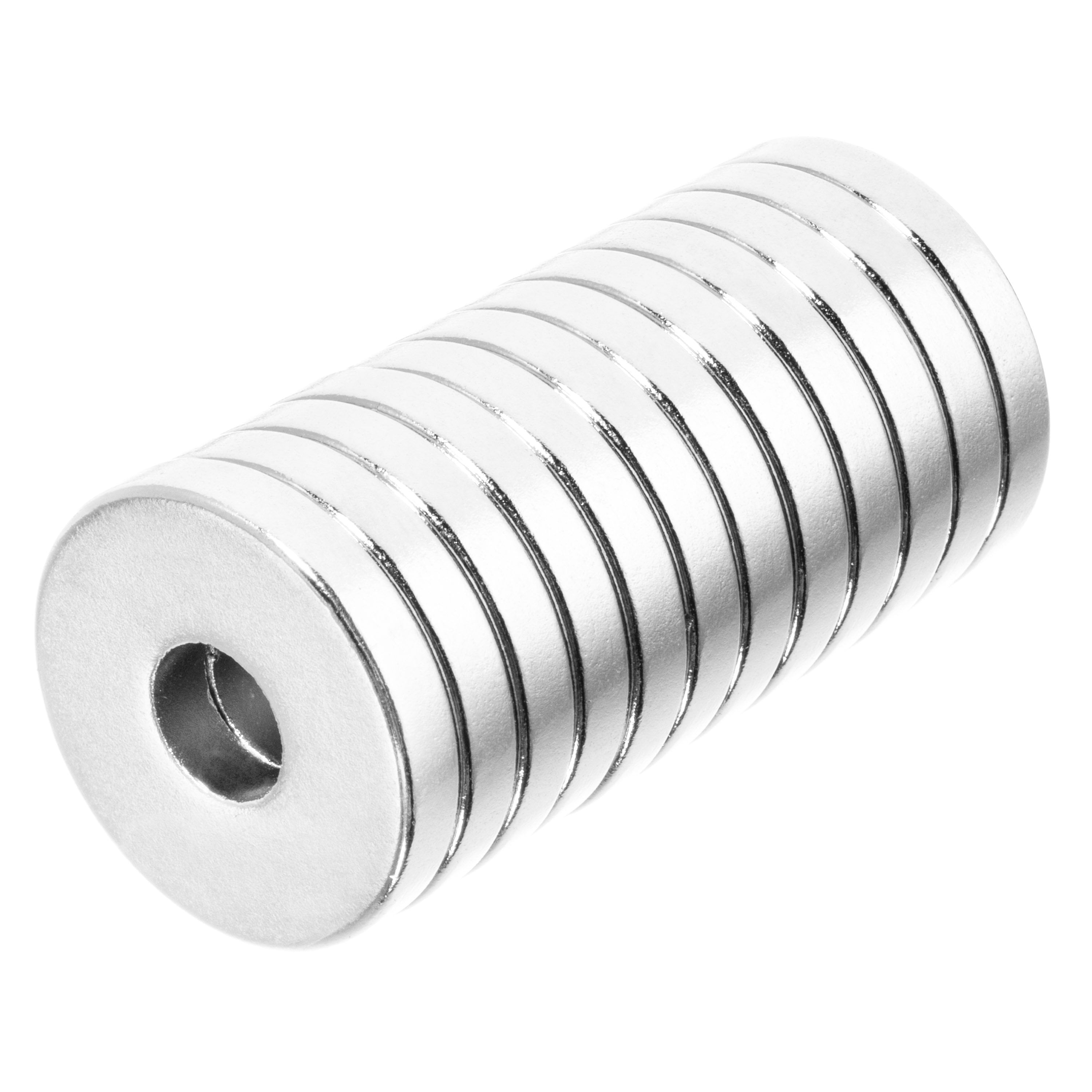 3/4 x 1/8 Inch Neodymium Rare Earth Countersunk Ring Magnets N48 10 Pack 