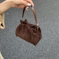 thumbnail image 5 of HUISZJ Faux Suede Shoulder Bag, Shoulder Bag with Adjustable Strap, Crossbody Bag Drawstring Top Handle Bag for Travel Winter Fall (Coffee), 5 of 10