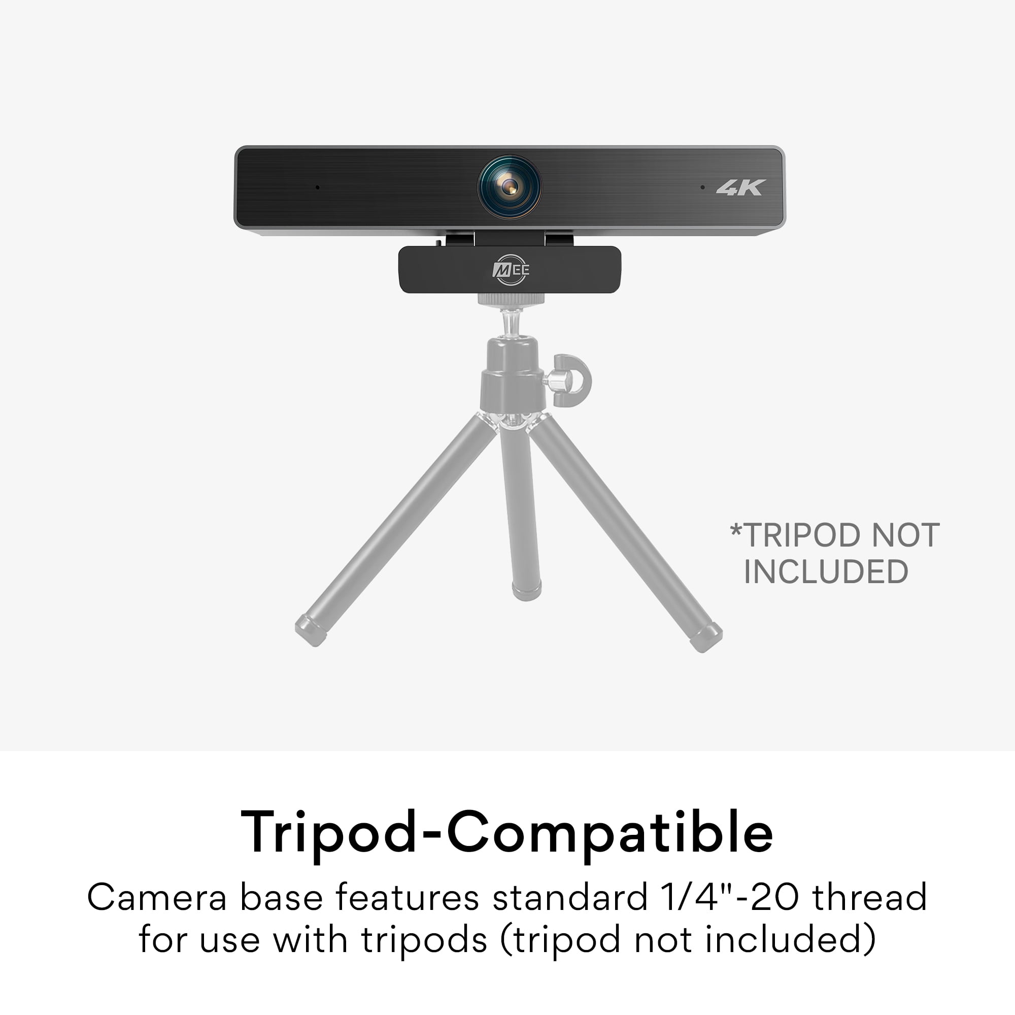 MEE audio 4K Ultra HD Professional Webcam with Wide Angle Lens, 4x Digital Zoom, and Dual Active Noise Cancelling Microphones for Conference Use
