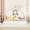 thumbnail image 3 of Leumius Full Size Floor Bed with House-Shaped Headboard,Montessori Bed Low Floor Bed Frame with Slats for Boys Girls,No Box Spring Needed,White, 3 of 8